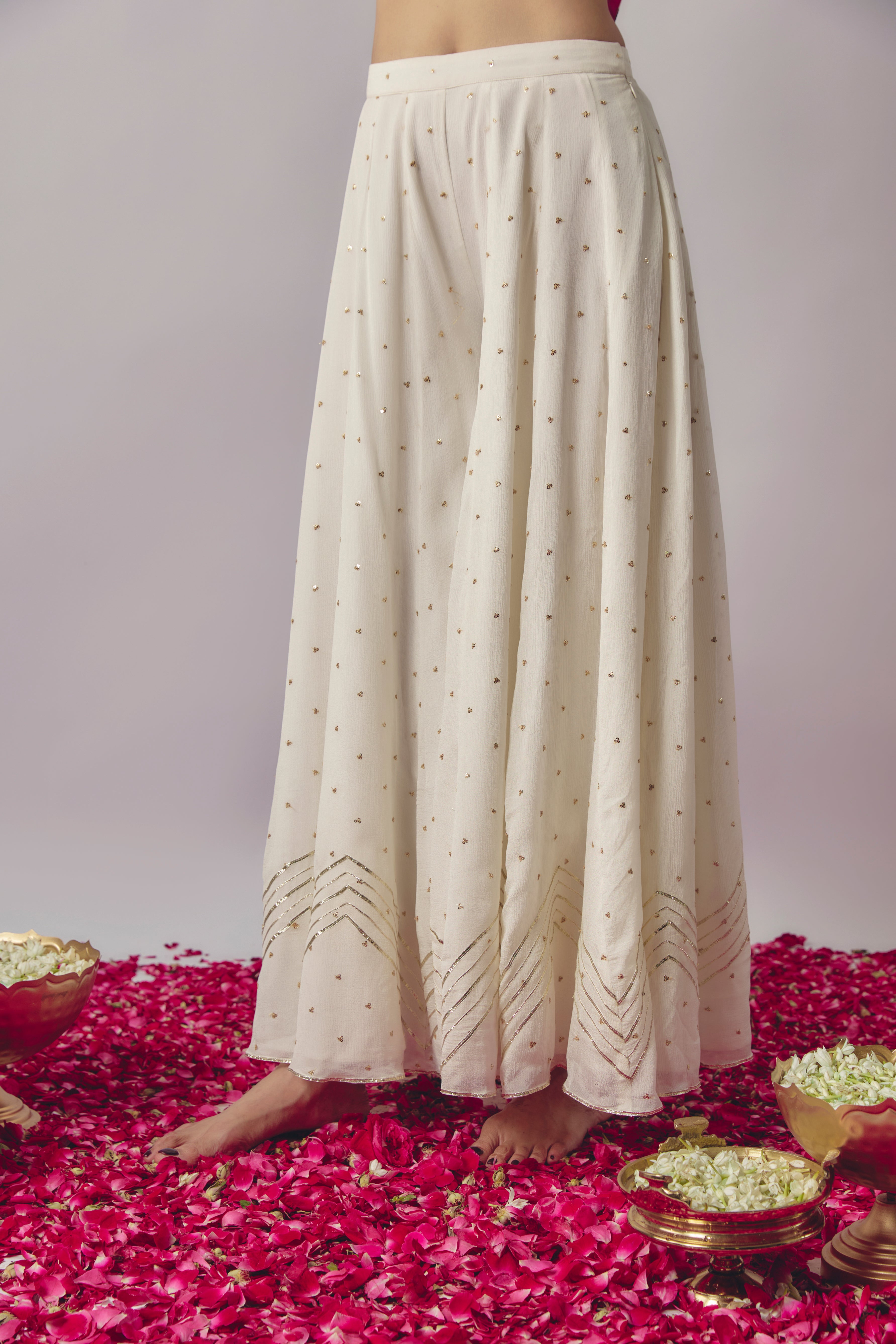 White Floral Sharara Set