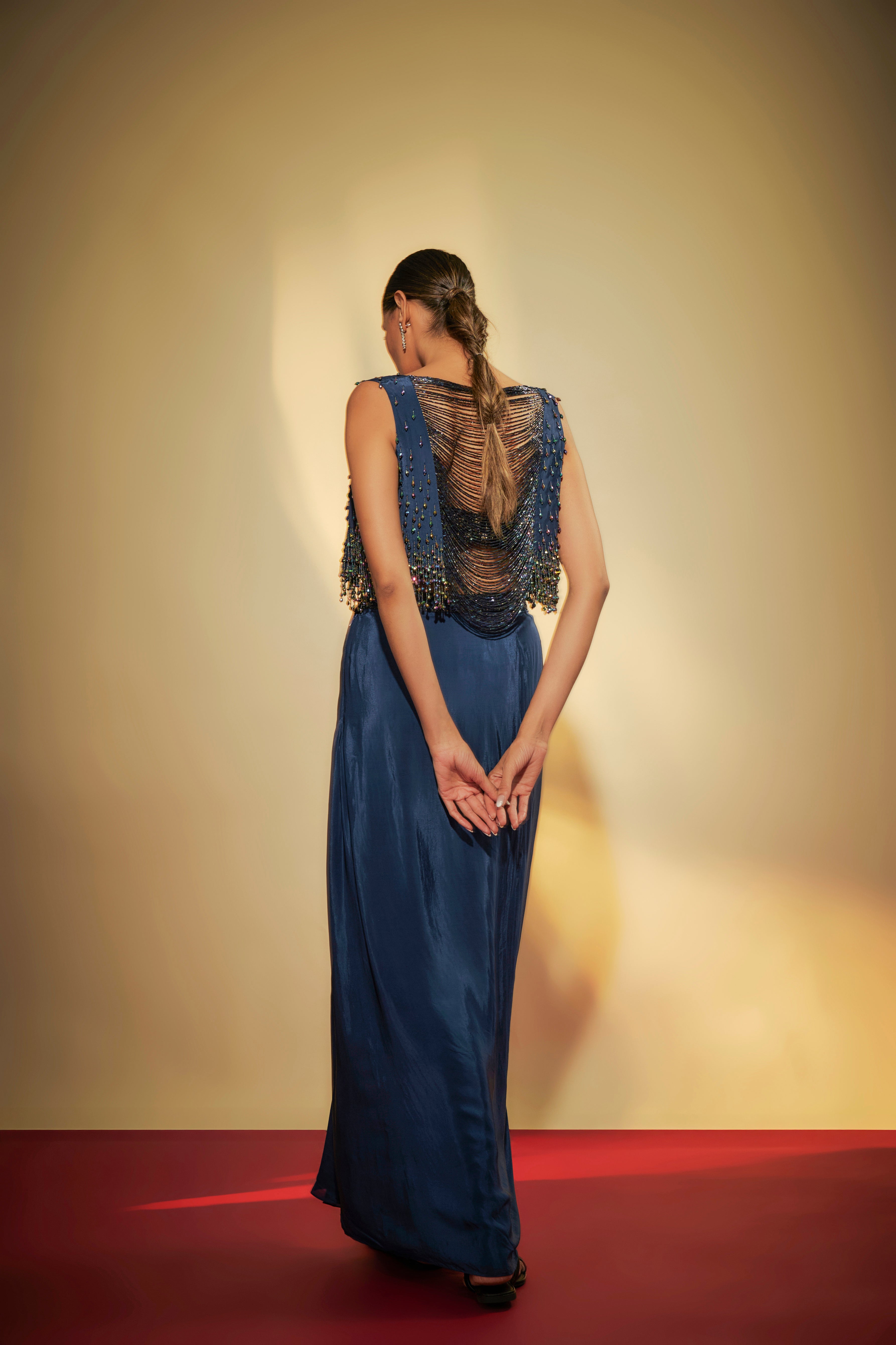 Deep Sapphire Blue Jacket Skirt Set