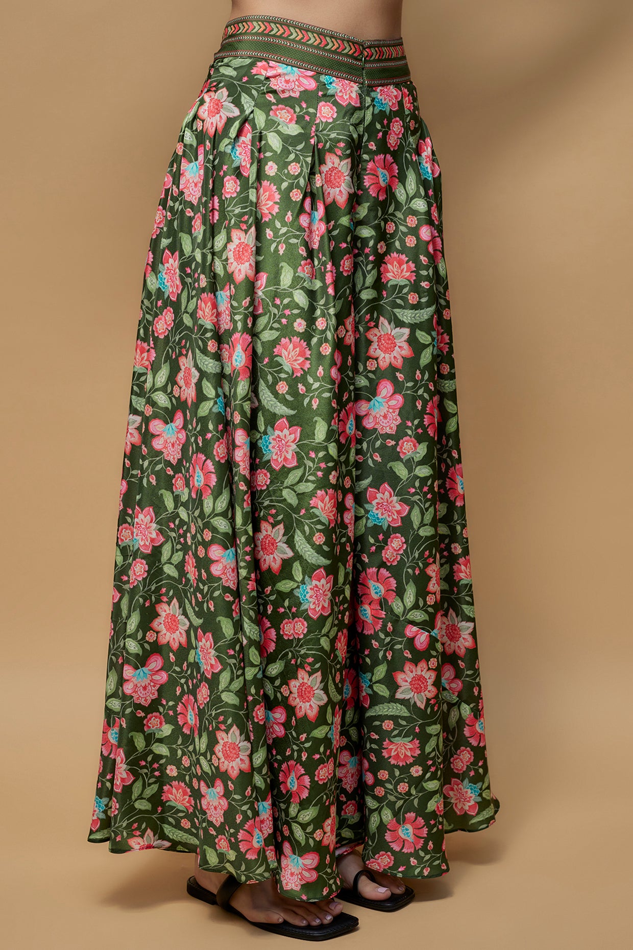 Deep Green French Crepe Printed Co-ord Set