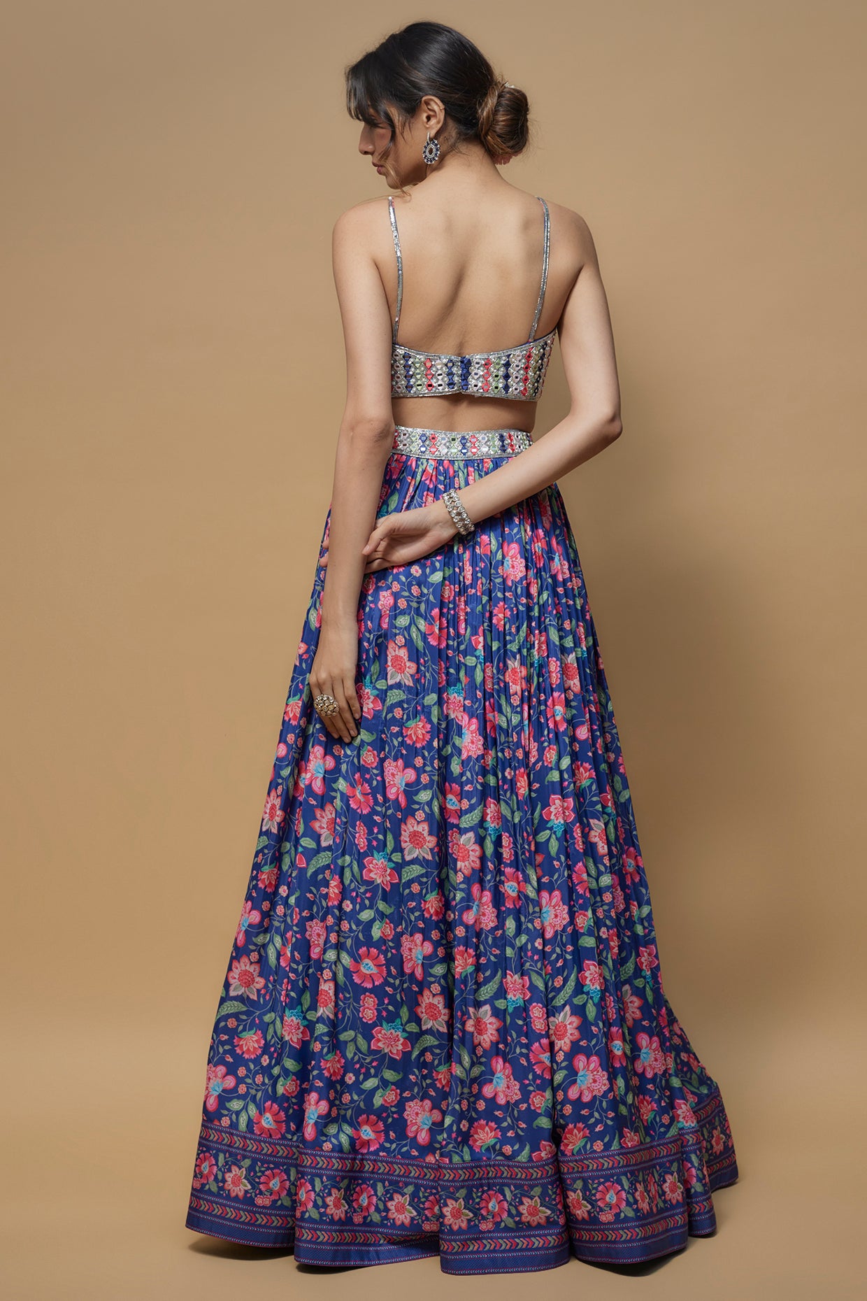 Blue French Crepe Lehenga Set