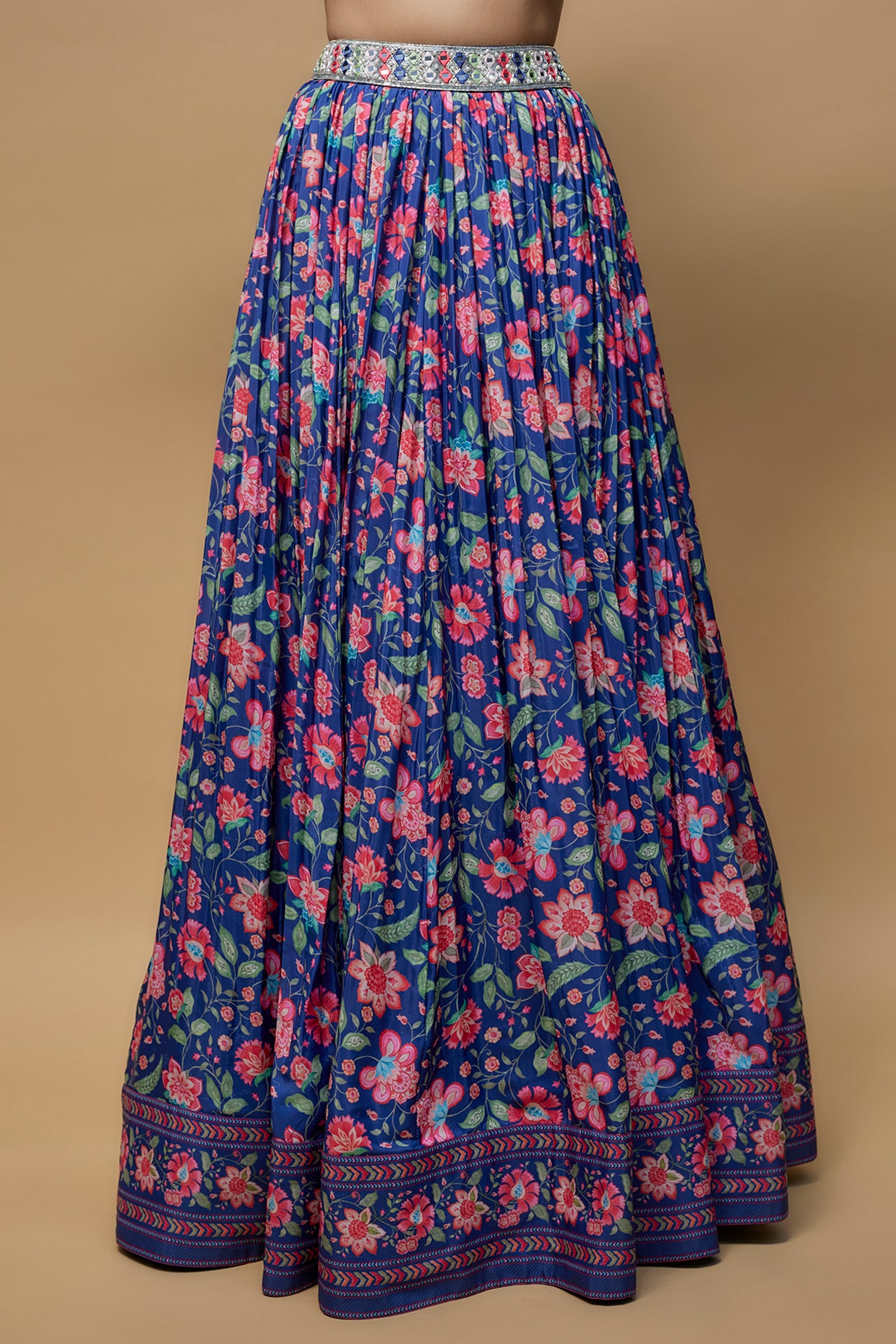Blue French Crepe Lehenga Set