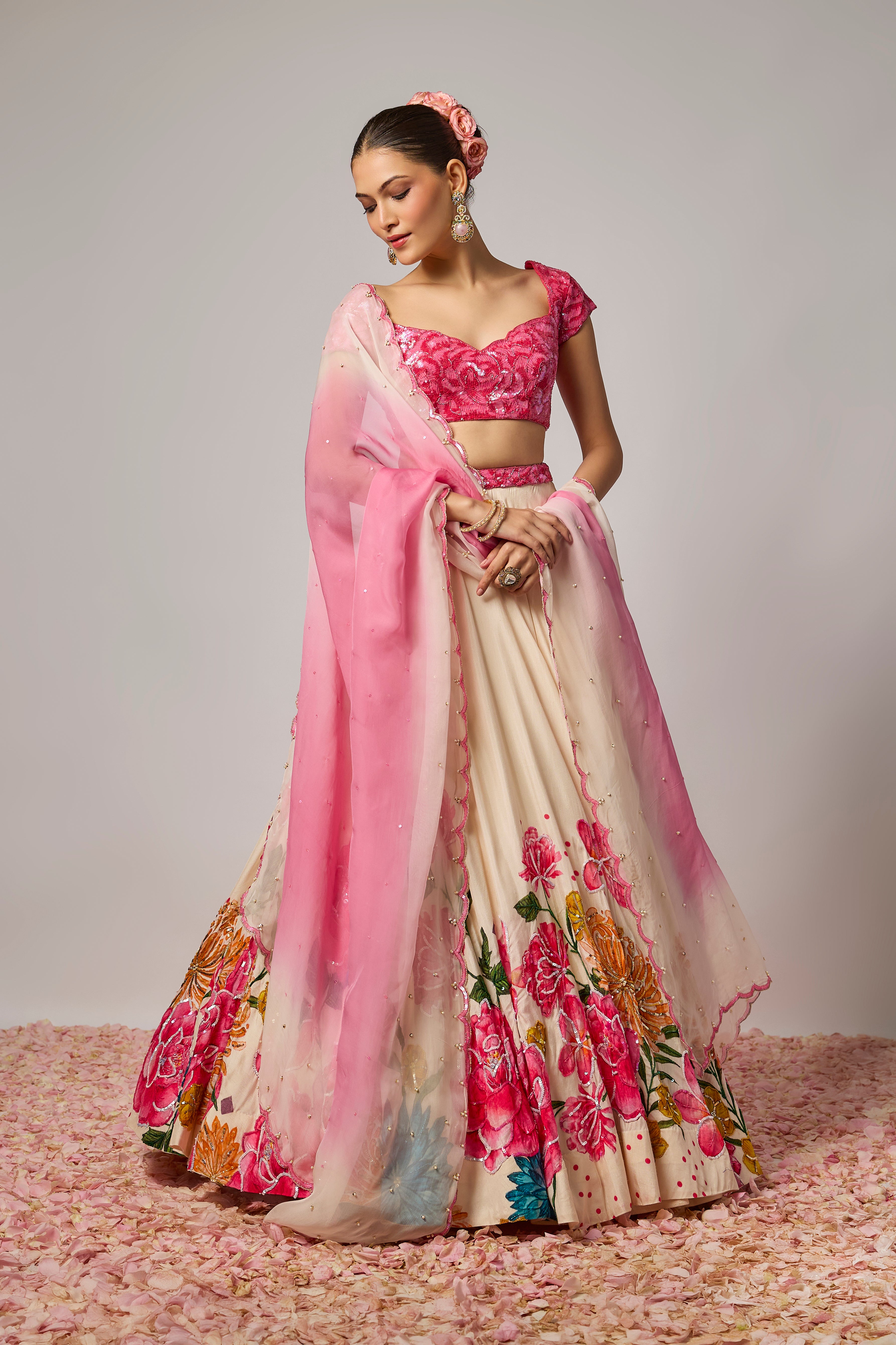 lvory Dola Silk Floral Printed Lehenga Set