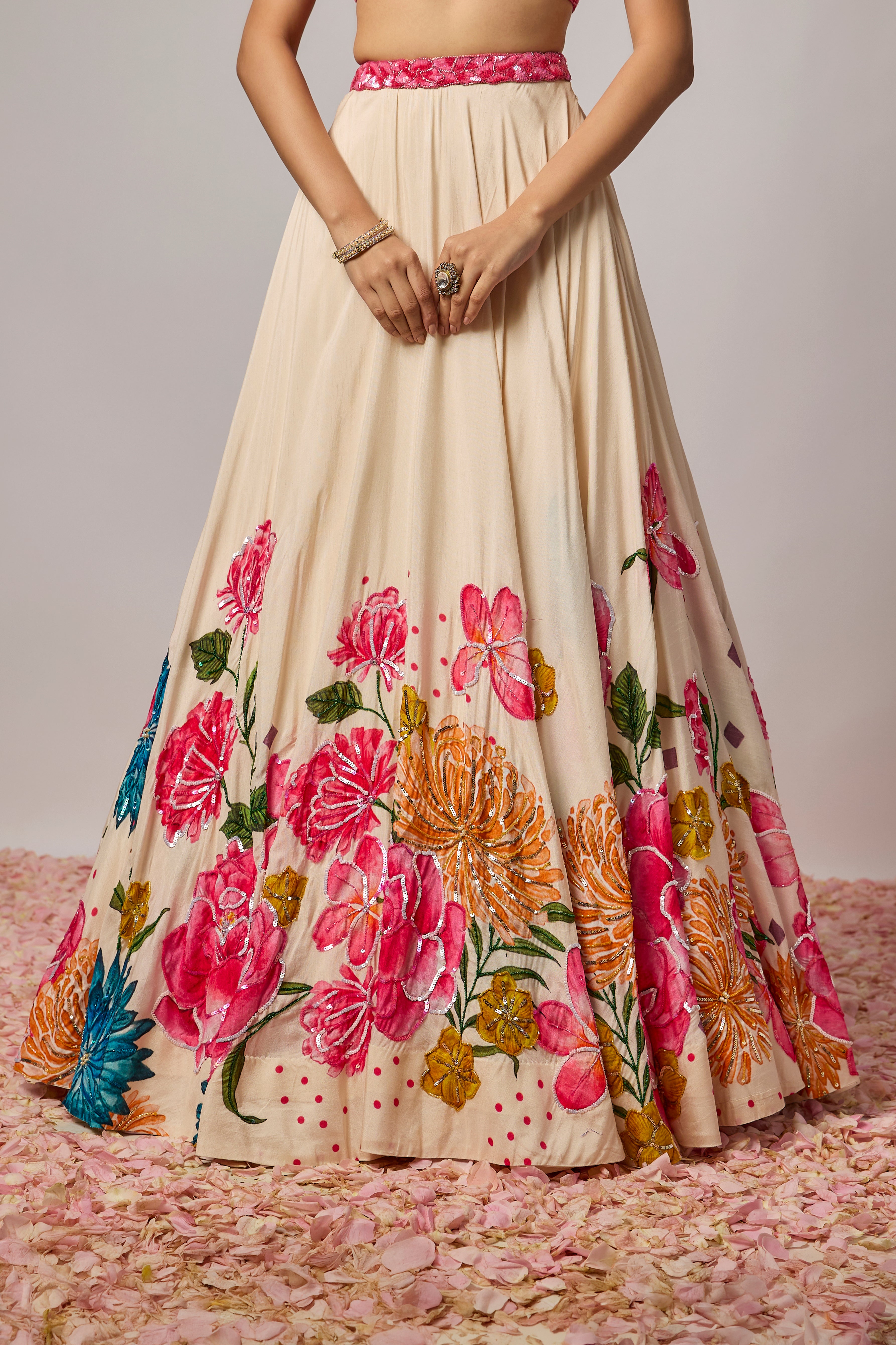lvory Dola Silk Floral Printed Lehenga Set