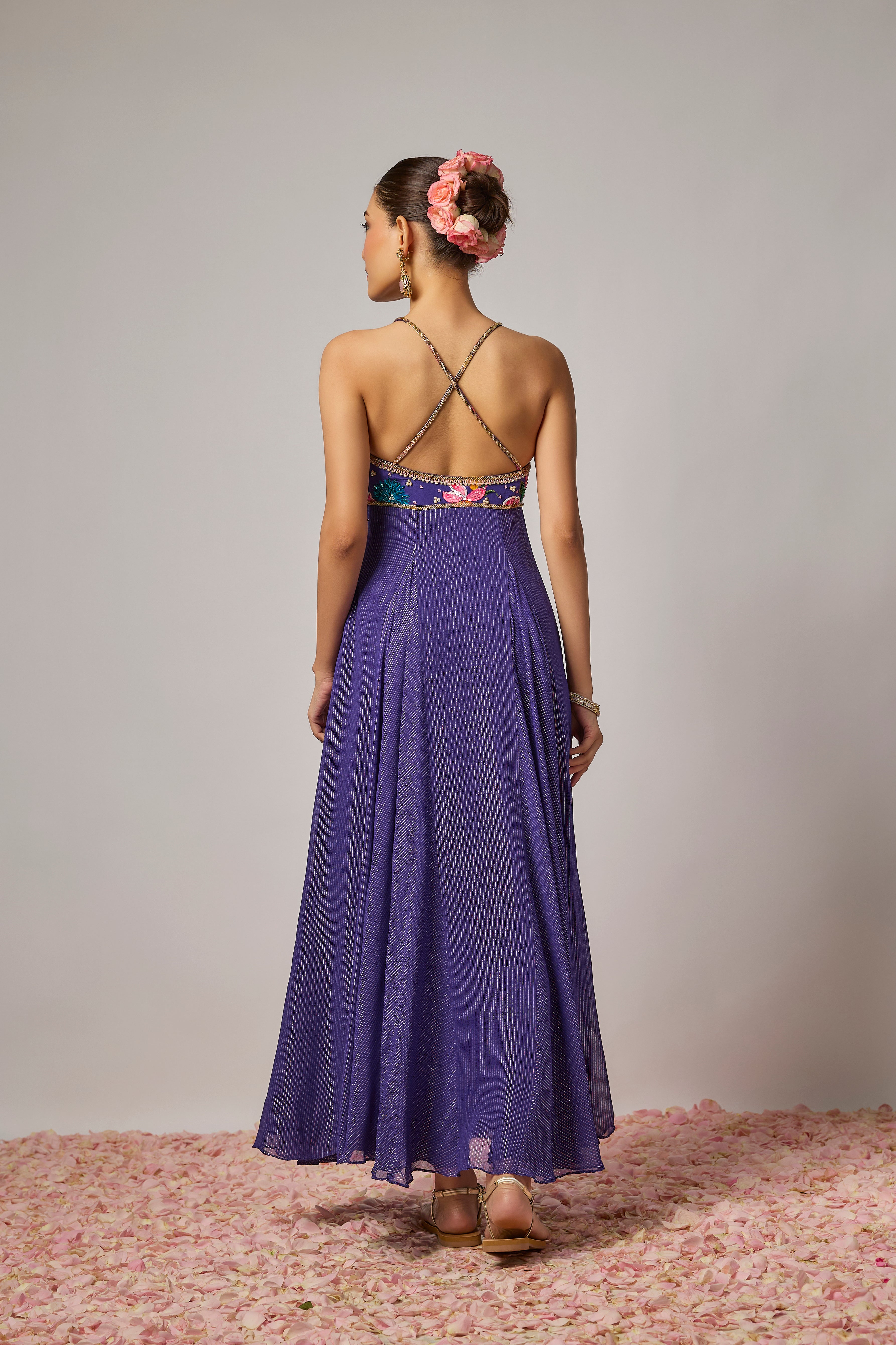 Deep Purple Hand-Embroidered Anarkali Set