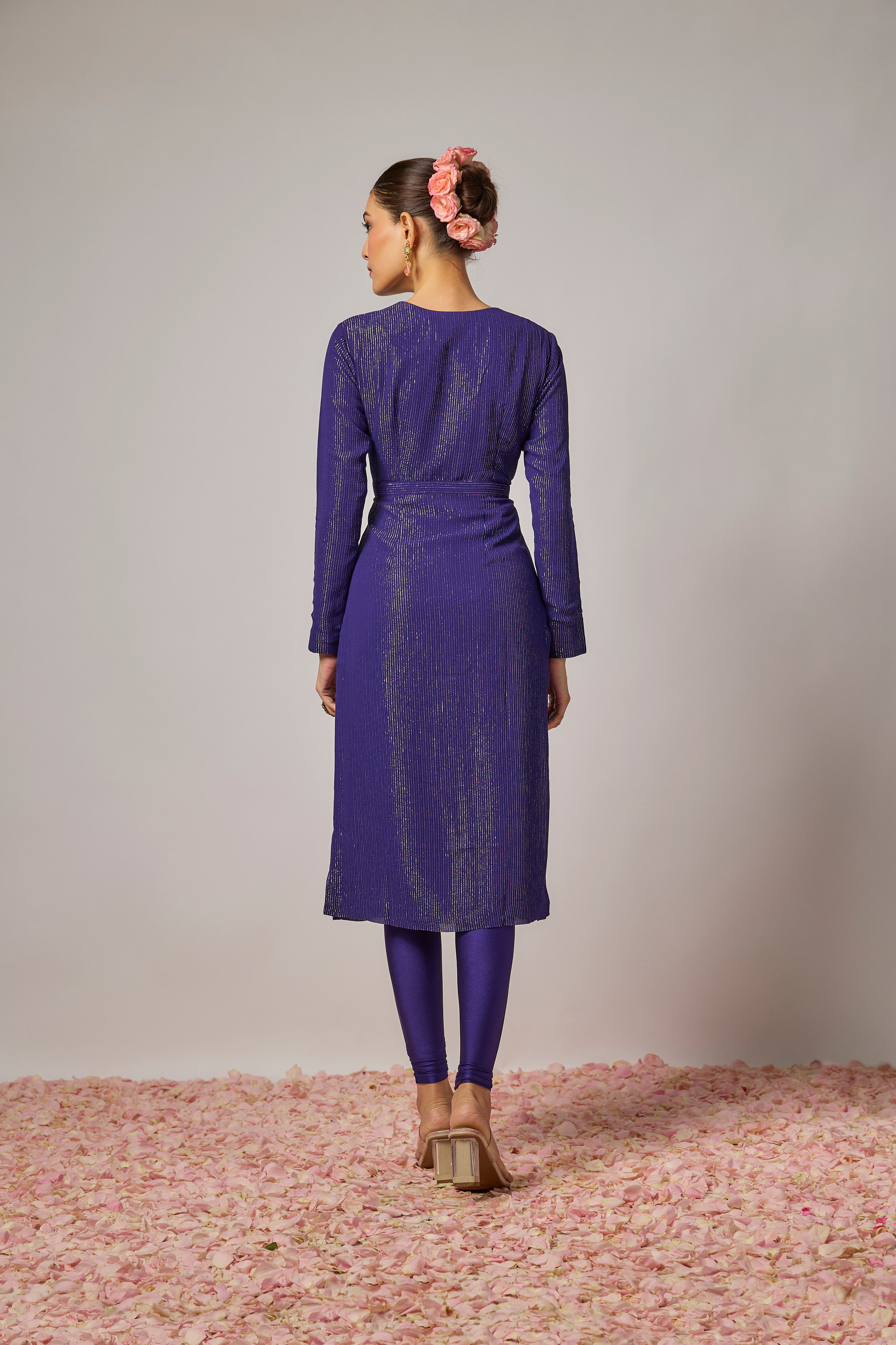 Deep Purple Floral Embroidered Kurta Set
