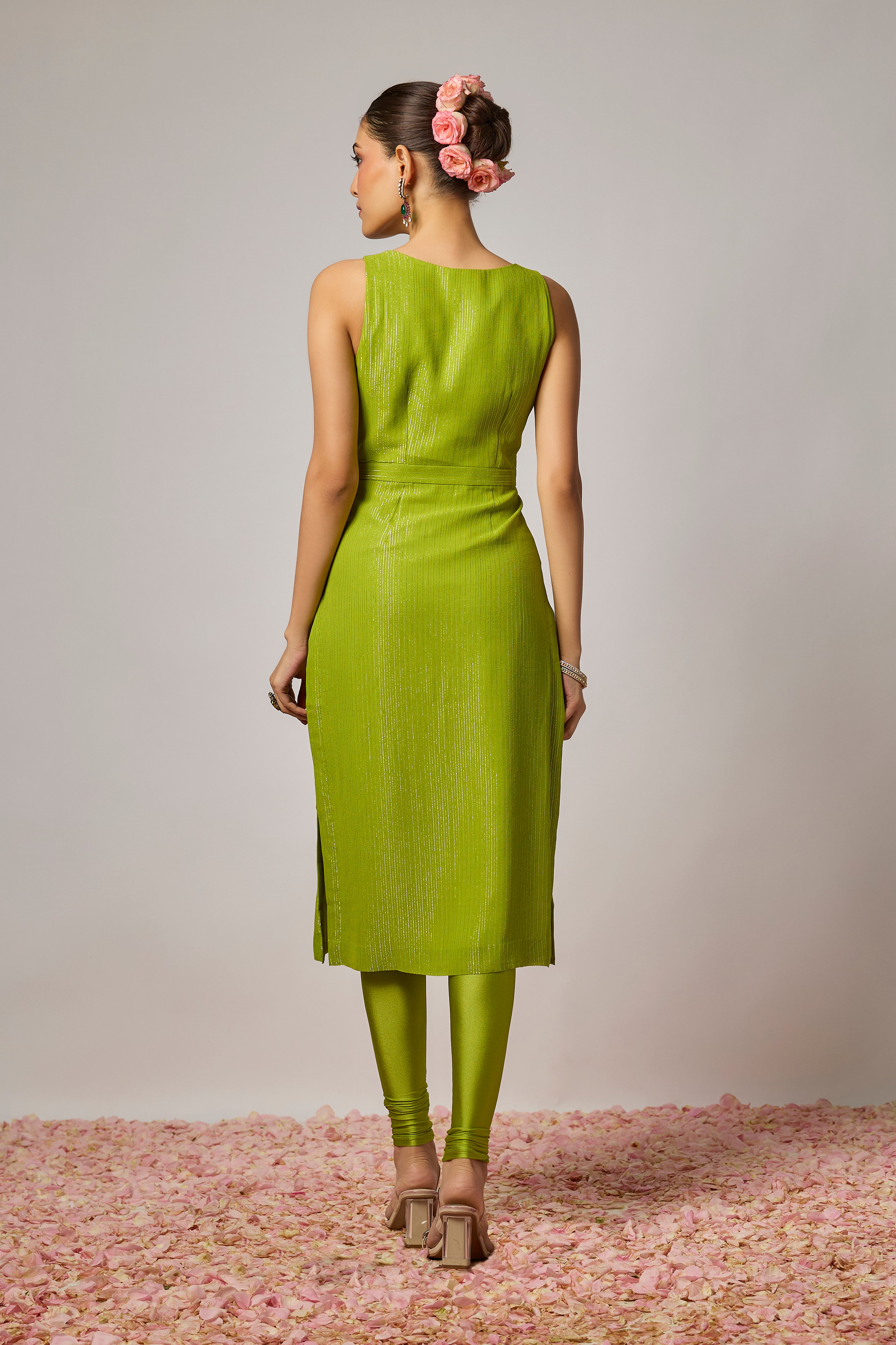 Mehendi Green Embroidered Floral Kurta Set