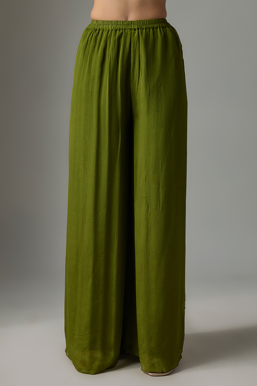 Mehendi Green Chinon Embroidered Palazzo Set