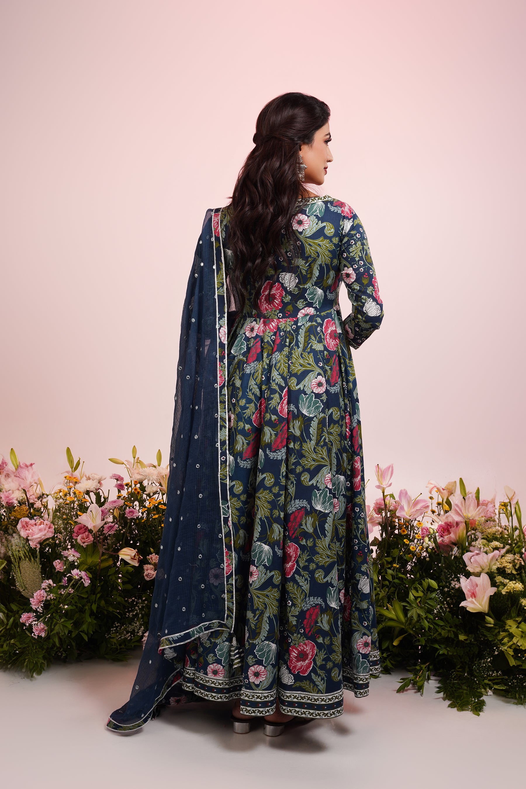 Blue Floral Anarkali