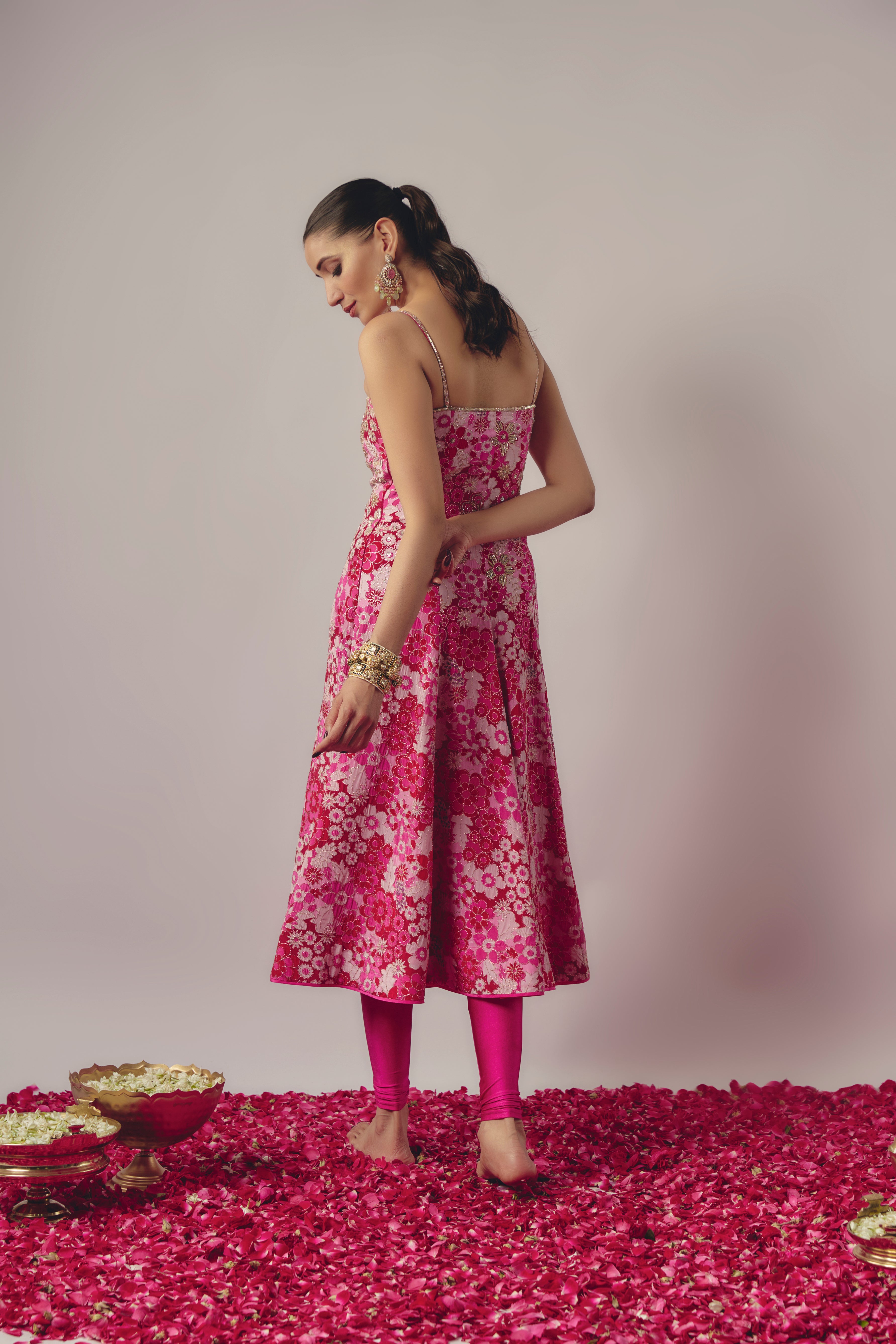 PINK EMBROIDERED ANARKALI SET