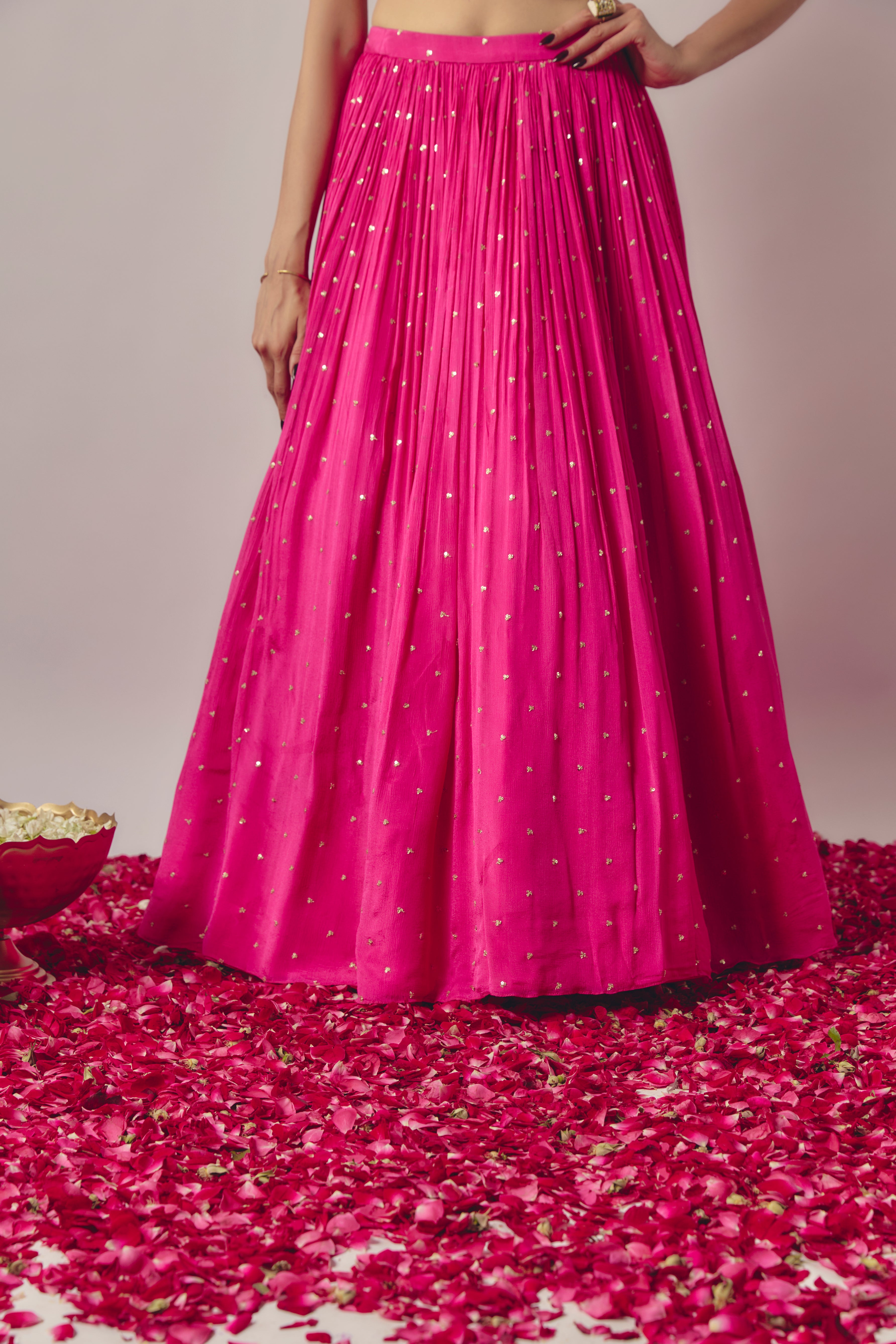 FUCHSIA PINK EMBROIDERED LEHENGA