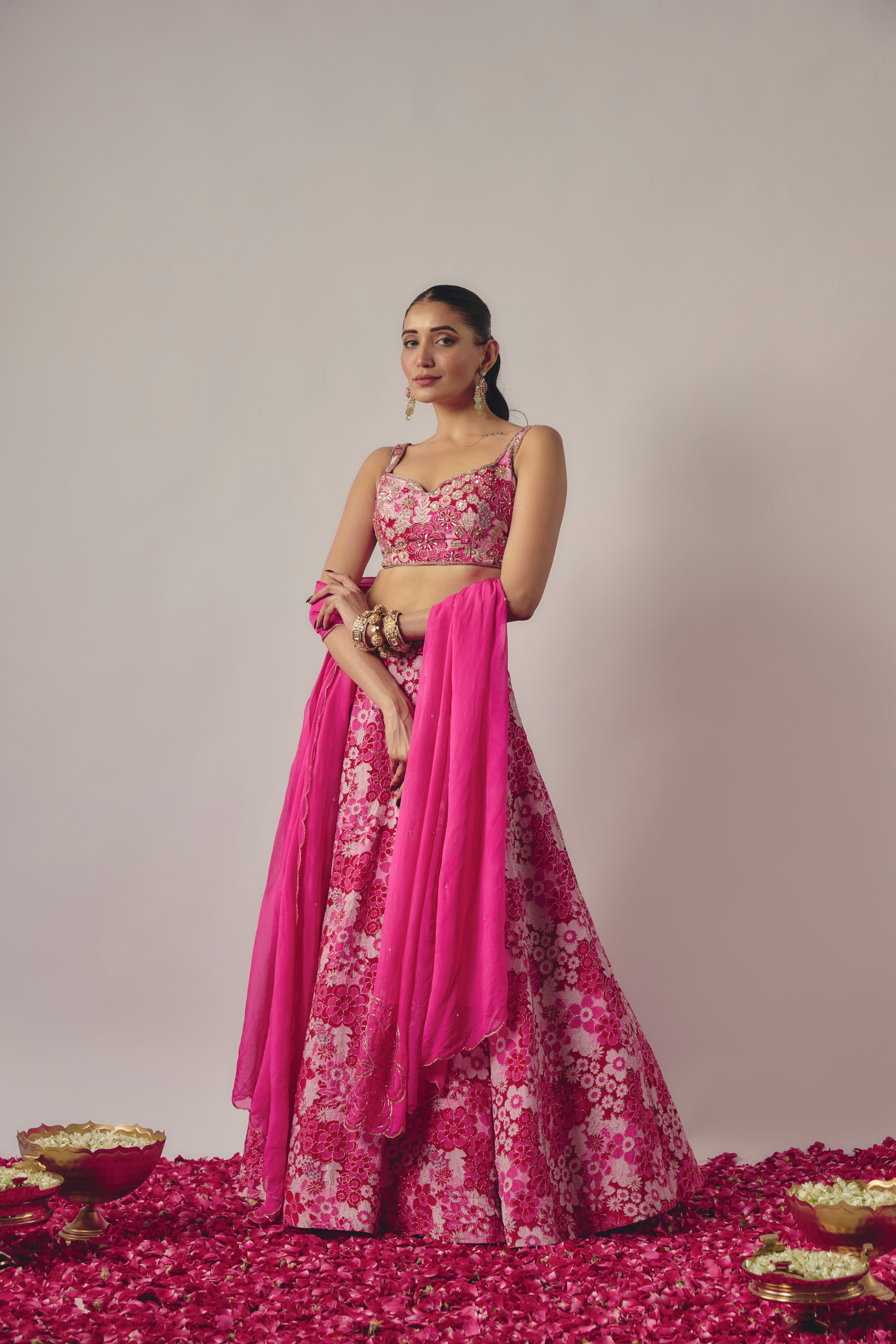 PINK EMBROIDERED LEHENGA SET