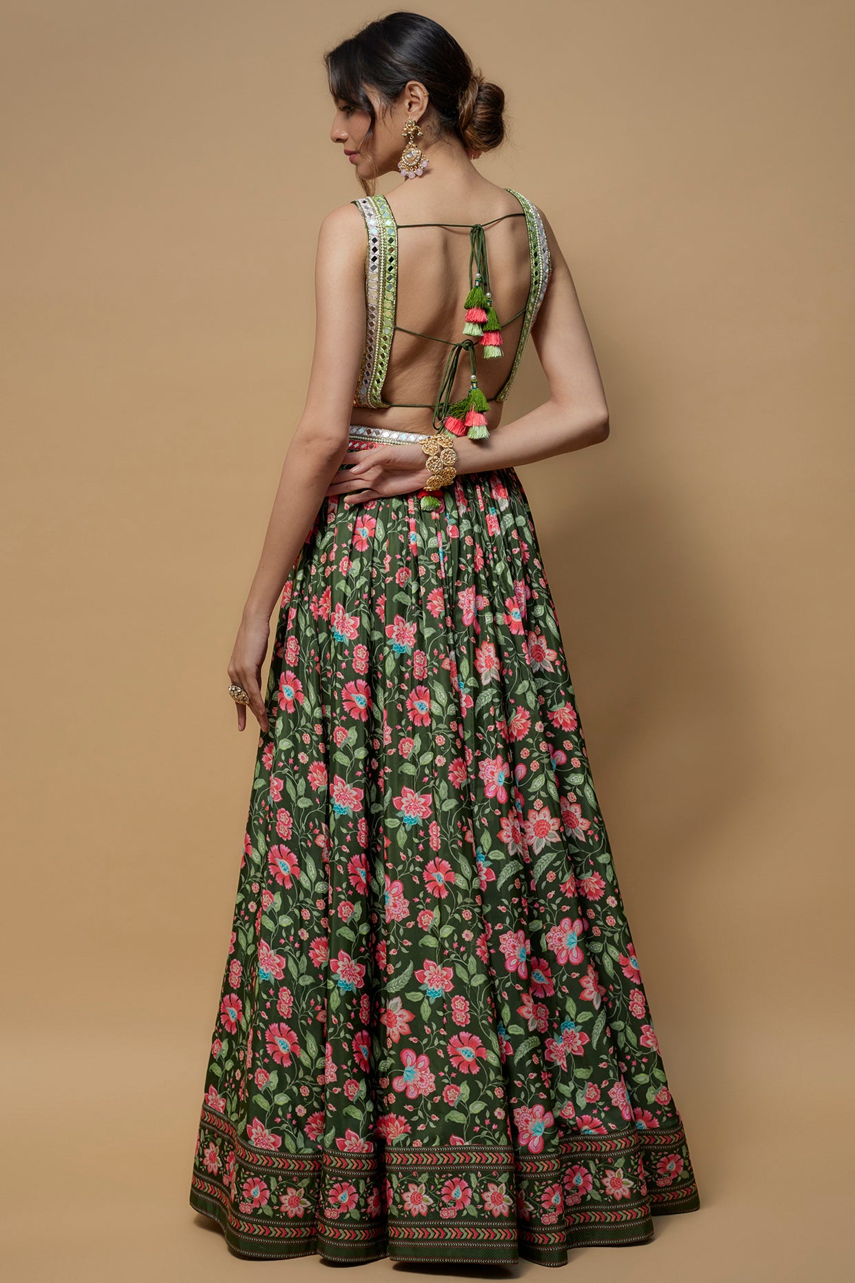 Deep Green French Crepe Lehenga Set