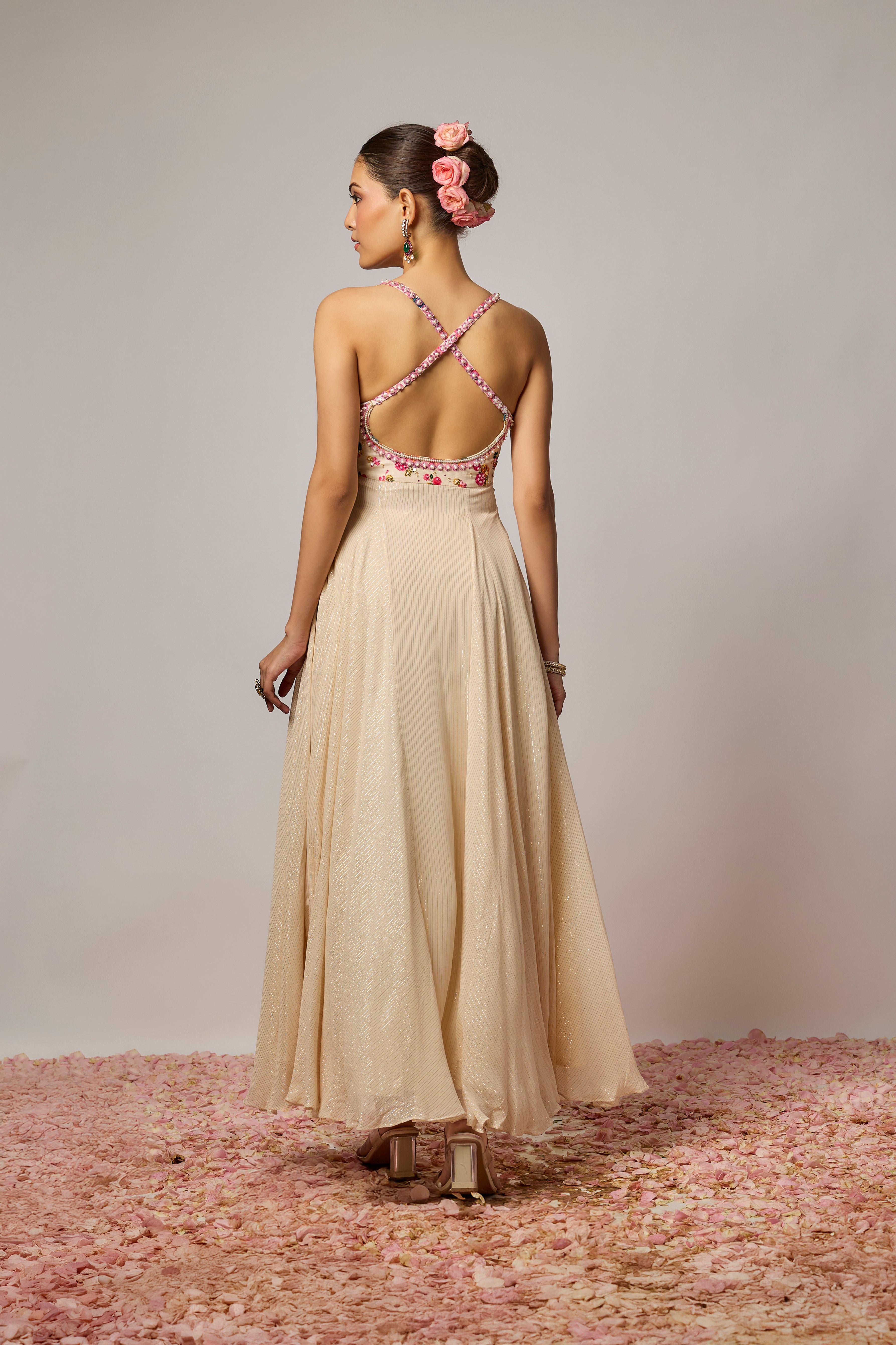 Ivory Georgette Embroidered Anarkali Set