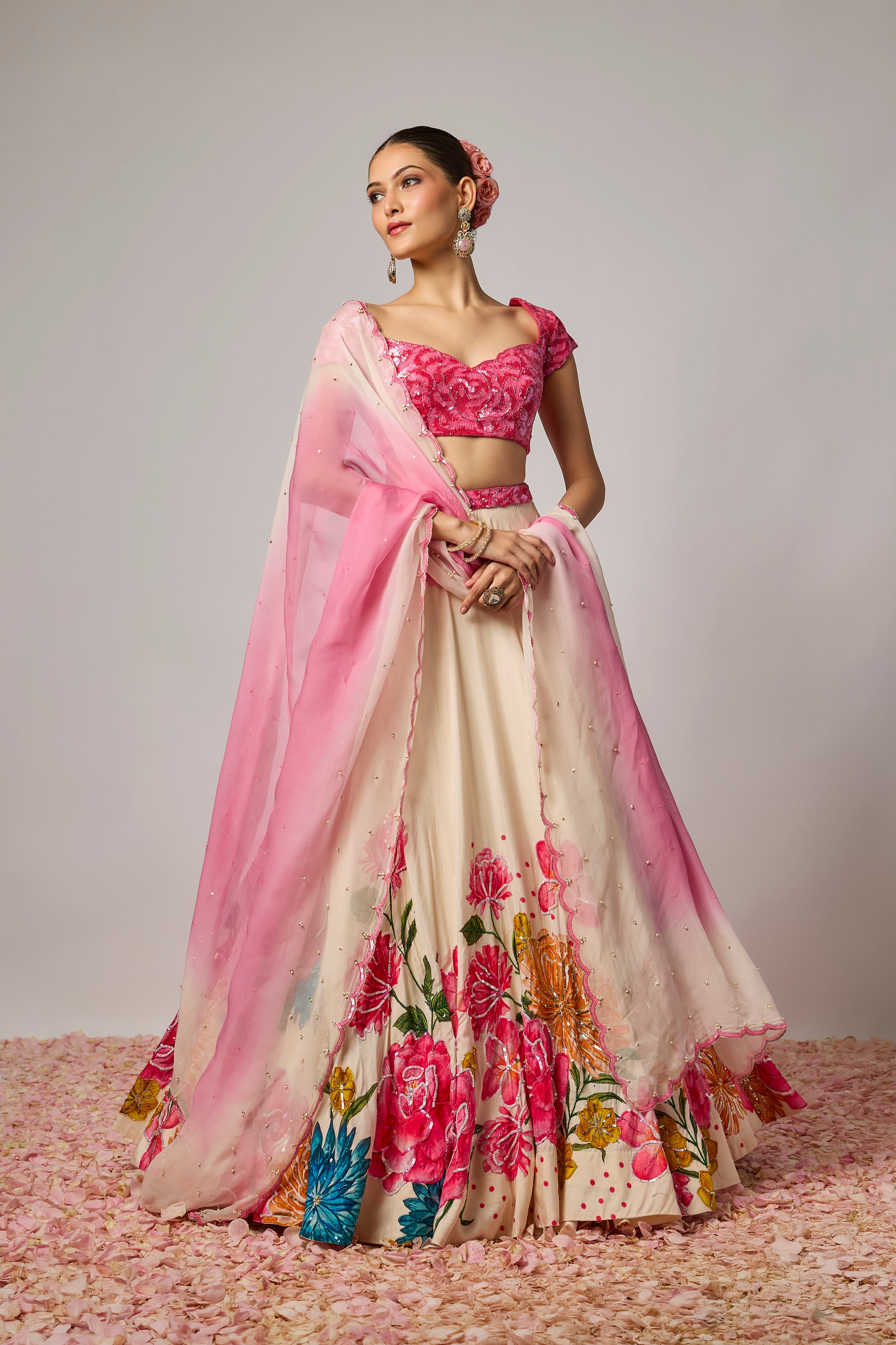 lvory Dola Silk Floral Printed Lehenga Set