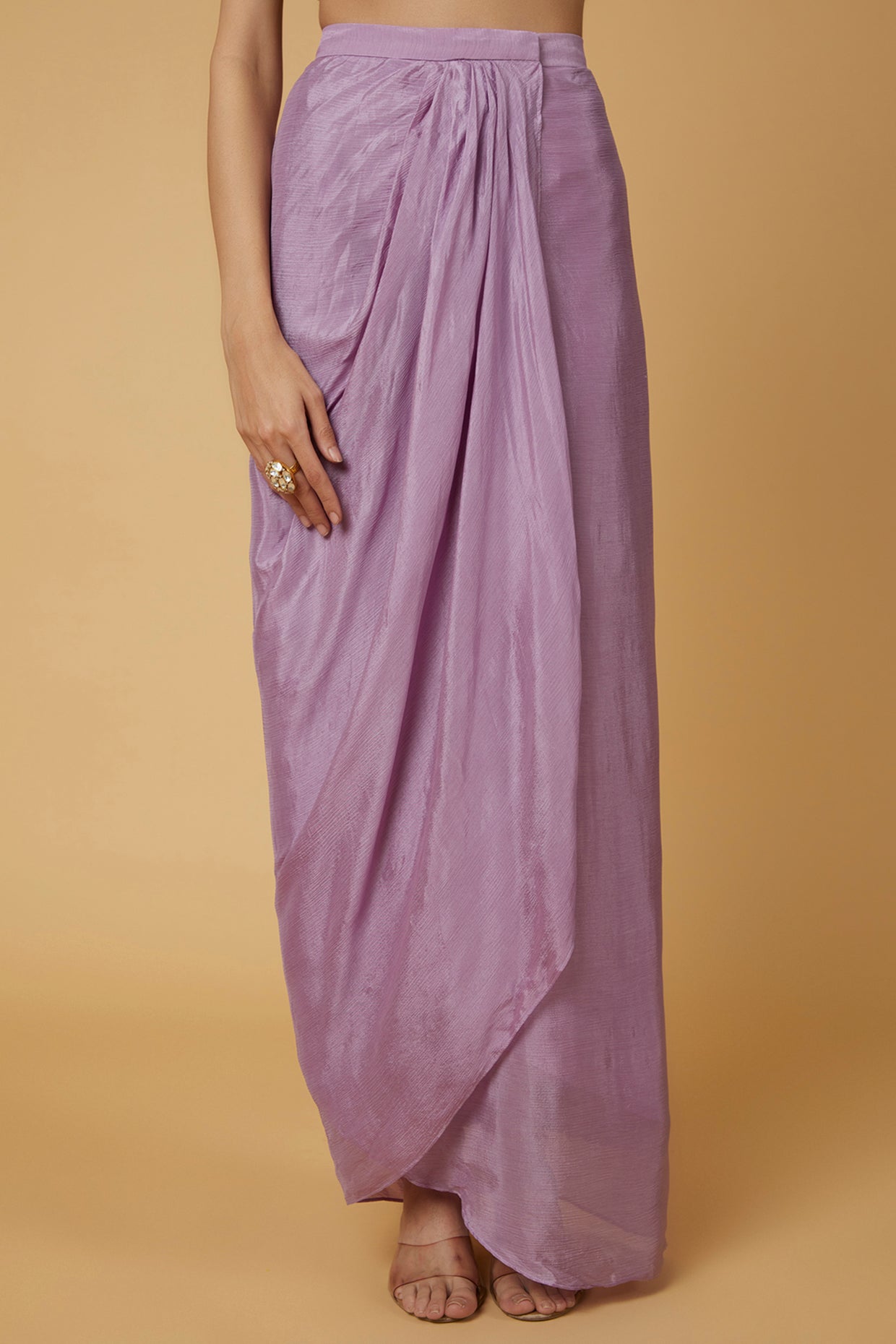 Orchid purple chinon fabric skirt set