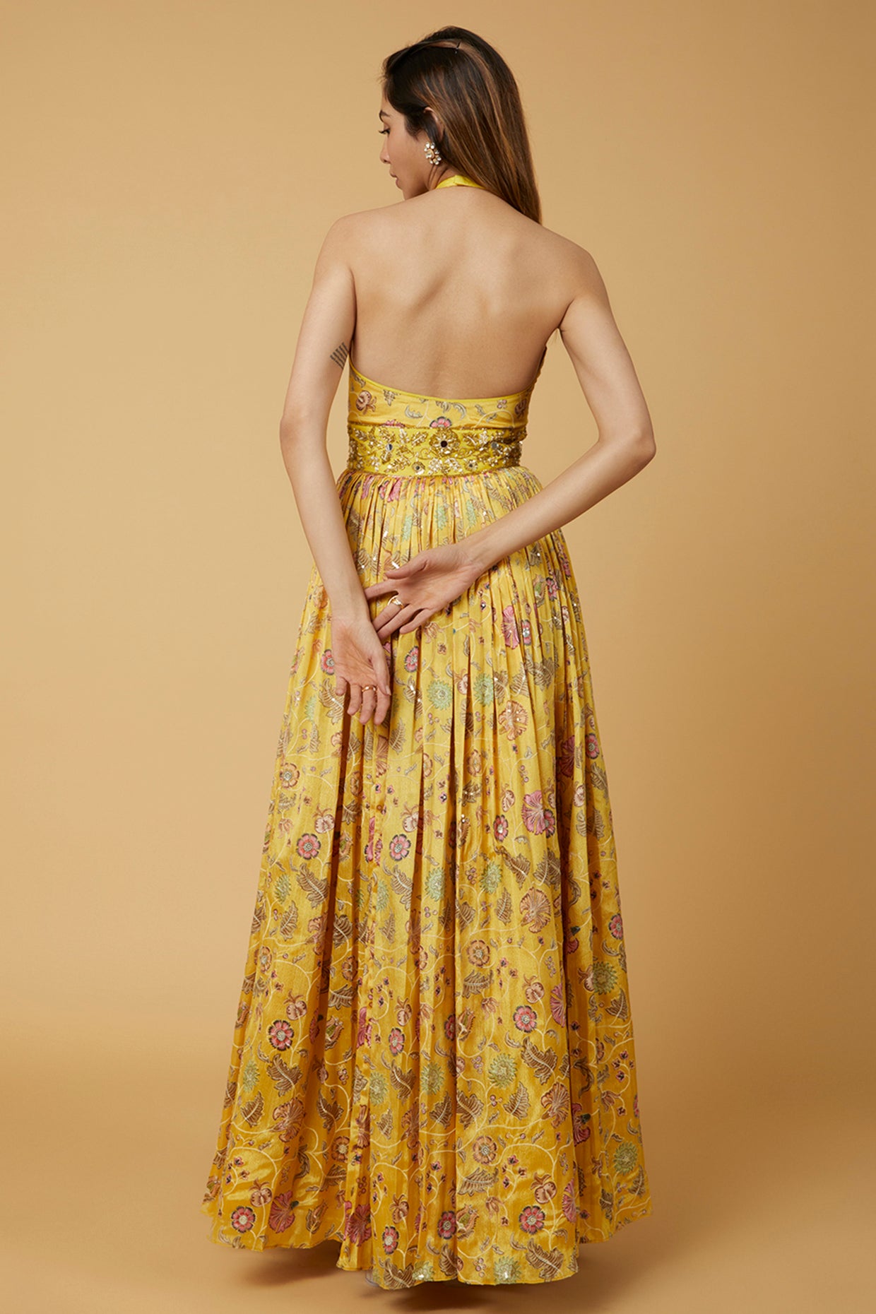 Yellow printed gown