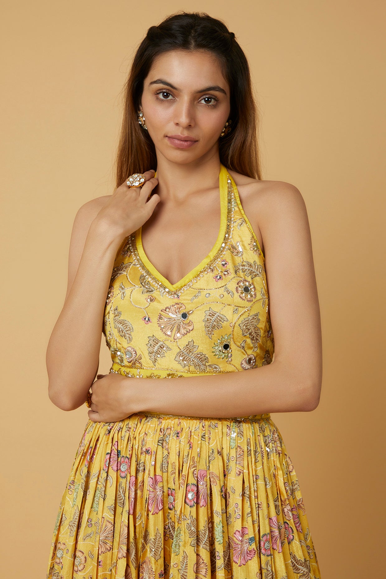 Yellow printed gown