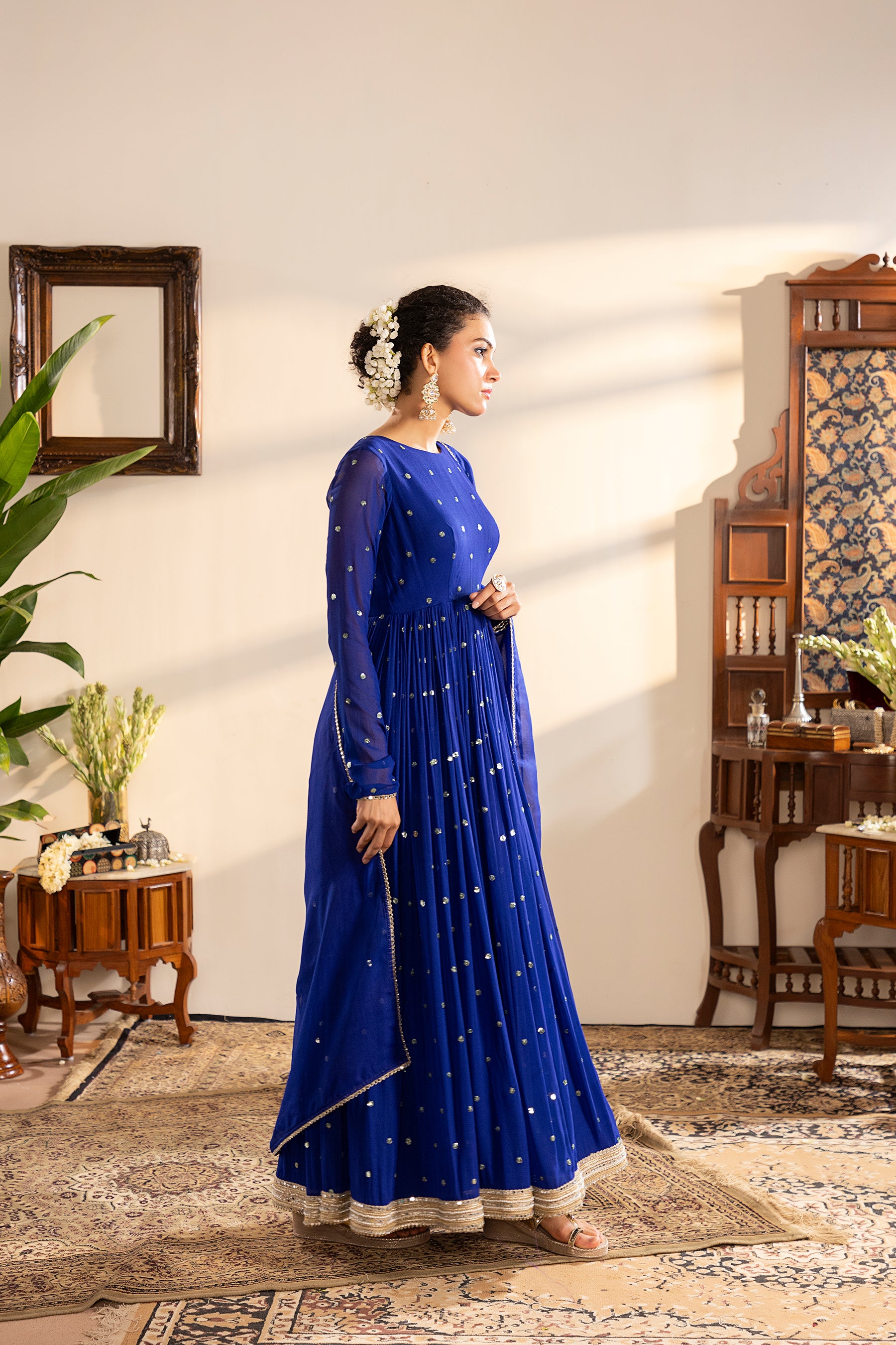 Blue georgette anarkali set