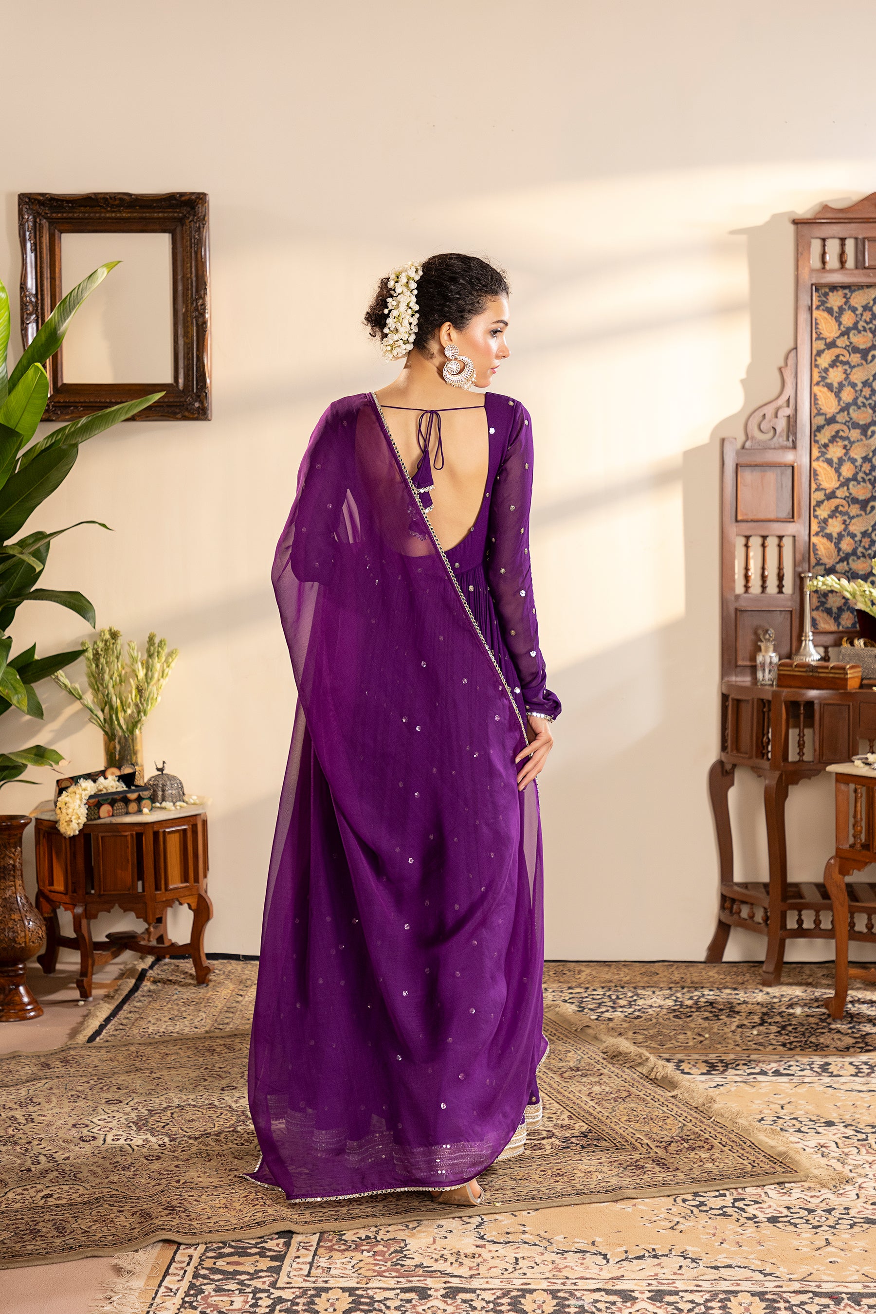 Purple georgette anarkali set